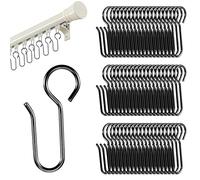 Ymapinc 60pcs Small Curtain Track Hooks, Metal S Shaped Curtain Pins for Drapery, Tiny Short Drape Pins, Flexible Track Holders for Home - Black