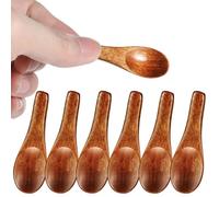 Ymapinc 6pcs Small Wooden Spoons, Mini Wood Spoon for Spice Jars Sugar Salt Sauce Teaspoon Cooking Kitchen - Red Brown