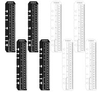 Ymapinc 8Pcs Clear A5 6-Ring Binder Ruler,Notebook Journal Ruler with Holes Book Marker & Measuring Tool for Notebooks,22x4.5cm,Black Transparent (Combo Pack)