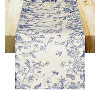 Ymapinc Blue and Light Purple Table Runner, 33x183cm Long Floral Spring Coffee Table Decor for Kitchen and Dining, Chinoiserie Dresser Runner Home Party Decor