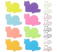 Ymapinc Cat Sticky Notes - 240 Pcs Colorful Shaped Memo Pads with Paperclips, Cute Stationery for Office & School Supplies
