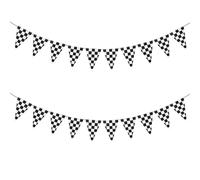 Ymapinc Checkered Pennant Banner Black and White Flags Banner Pennant Racing Flags Cars Birthday Decorations for Race Theme Party Decoration