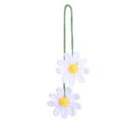 Ymapinc Crochet Daisy Flower Rearview Car Hanging Accessories, Knitted Flowers Rear View Mirror Cute Decor for Women Girls, Handmade Knitted Accessory, Aesthetic Decoration (Cotton White)