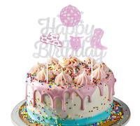 Ymapinc Disco Cowgirl Birthday Cake Topper Decorations - Happy Birthday Western Cowgirl Cake Topper Decor, Rodeo Themed Club Party Supplies