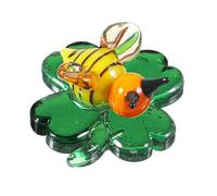 Ymapinc Four-leaf Clover Glass Bee Animals Gifts, 2 inch Animal Figurines Bees Tiny Hand Blown Glass Thoughtful Gift Collection Bedroom Decor