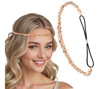 Ymapinc Gold Headpiece for Women - Crystal Rhinestone Headband with 70s Vibe, Sparkly Head Band Elegant Chain for Bride and Bridesmaids Weddings Party