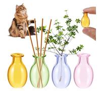 Ymapinc Mini Vase Fridge, 4PCS Clear Cat Whisker Holder & Cat Vase Fridge, Tiny Vases for Refrigerator (Flower Décor - Yellow/Green/Pink/Purple)
