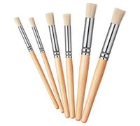 Ymapinc Natural Bristle Stencil Paint Brush, 6Pcs Wooden Stencil Brushes Set, Round Paint Brush for Acrylic Painting Acrylic/Oil/Watercolor/DIY Crafts & Wood Wall Painting