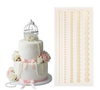 Ymapinc Pearl Chain Mould for Cake Border, 5 Sizes Silicone Pearl Fondant Molds for Chocolate Cupcake Toppers Cookies Candy Handmade Candle Wedding Birthday Christmas Valentine's Day