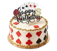 Ymapinc Poker Cake Decor, Poker Birthday Cake Topper Decorations, Game Theme Party Decorations, Cupcake Decoration for Birthday Decor, Themed Party Decoration
