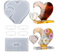 Ymapinc Resin Heart Mold, One Big and One Small Heart Molds Silicone, Silicone Molds for Crafts, DIY Picture Frame Display, Art Crafts Table Home Decor Gift