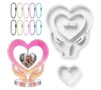 Ymapinc Resin Heart Mold One Big and One Small Heart Molds with Ball Chain