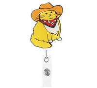 Ymapinc Retractable ID Badge Holder Cat Badge Reel for Medical Assistant Nursing Student Funny Cute Animal Cowboy Cat Badge Holder with Alligator Clip for Student