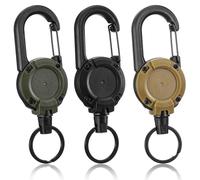 Ymapinc Retractable Keychain Heavy Duty 3 Pack, Extendable Keyring with Clip, Lanyard for Keys, Retractable Keyring, Key Chain Badge Holder, Lanyard Extender, Steel Cord & Multitool for Men's Key Chai