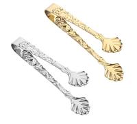 Ymapinc Rose Relief Handle Mini Cubes Sugar Tongs,2Pcs 304 Stainless Steel Ice Tong Gold & Silver Vintage Tea Tongs Small Serving Tong for Sugar Cubes Tea Coffee Appetizers Desserts for Salad Food