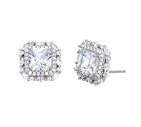 Ymapinc Silver Sparkly Studs Square Earrings for Women, Cubic Zirconia Rhinestone Studs, Big Birthstone Earring, Faux Diamond Diamante Earrings for Women, Wedding Jewelry Gift