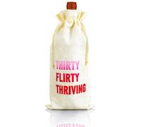 Ymapinc Thirty Flirty and Thriving Linen Bottle Gift Bag, Funny 30th Birthday Wine Gift Bag, Cute Drawstring Wine Bags for Celebrations, Ideal for Leaving Gifts & New Home Presents