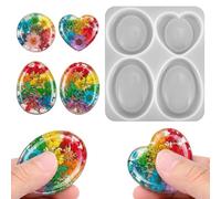 Ymapinc Thumb Worry Stone Resin Moulds Silicone, 4 Designs Silicone Moulds, Rock/Gemstone Shapes, DIY Molds for Epoxy Resin Casting