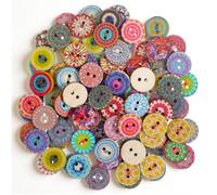 Ymapinc Wooden Buttons 200Pcs Mixed Color Round Craft Sewing Button Set | 15mm 2-Hole Decorative for Cardigans, DIY Projects, Vintage Fabric & Scrapbooking Embellishment, Handmade