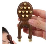 Ymapinc Y Shaped Facial Massage Roller, Wooden Gua Sha Tool with 12 Brass Beads, Acupressure Face Lifter for Eye Nose Ear