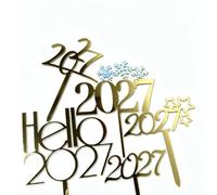 YMAXXCWJ 5Pcs Handwriting 2027 New Year Cake Toppers Acrylic Xmas Cupcake Topper for Home Merry Christmas for Family New Year Party Cake Decorations