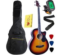 YMC 4 Strings Cutaway Acoustic-Electric Bass Guitar With 4-Band Equalizer, Adjustable Truss Rod,Gig Bag,Strap,Picks- (Sunburst)