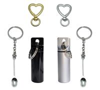 Ymcafmo 6pc Compact Keychain Pill Box, Mini Aluminum Alloy Medicine Organizer for Travel, Waterproof Metal Pill Holder for Camping and Outdoor Adventures (Black & White)