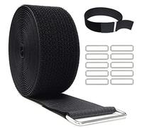 YMCRLUX 5cm-5m Hook and Loop Straps with 10 Metal Buckles,Cut-to-Length Reusable Cable Ties,Adjustable Fastening Cable Straps,Nylon Securing Cinch Strap,2 inch Wide, Black