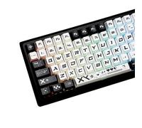 YMDK 138 Key Black White Printing Sidelit Shine Thirough Top Print Dye Sub Cherry Profile PBT Keycaps for 61/64/75/87/98/104/108 MX Mechanical Keyboard