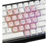 YMDK 21-Key Pink Butterfly Heart Keycap Set, Cherry Profile, Side Printed, Shine Through, Compatible with Magnetic Switch Mechanical Keyboards