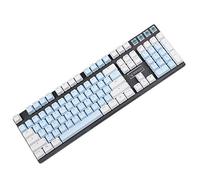 YMDK Double Shot 104 Miami PBT Shine Through OEM Profile Keycap Set Suitable for Cherry MX Switches Mechanical Keyboard (White Blue) (Only Keycap)