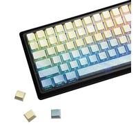 YMDK Green Water Theme 130 Keys Sidelit Cherry Profile PBT Dye Sub Ink Splash Design Keycap for 75/87/98/104/108 MX Mechanical Keyboard