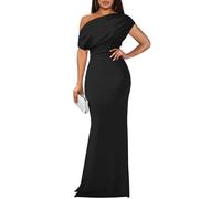 YMDUCH Women's Elegant Sleeveless Off Shoulder Bodycon Long Formal Party Evening Dress, Black, L