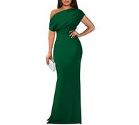 YMDUCH Women's Elegant Sleeveless Off Shoulder Bodycon Long Formal Party Evening Dress, Green, XXL