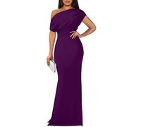 YMDUCH Women's Elegant Sleeveless Off Shoulder Bodycon Long Formal Party Evening Dress, Purple, L