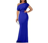 YMDUCH Women's Elegant Sleeveless Off Shoulder Bodycon Long Formal Party Evening Dress, Royal Blue, XXL