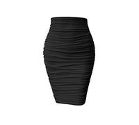 YMDUCH Women's Sexy Ruched Bodycon Elasticity Tight Casual Club Pencil Skirt - Black - Medium