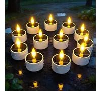 Yme 12 Pack LED Flickering Flameless Waterproof Solar Tea Lights Candles