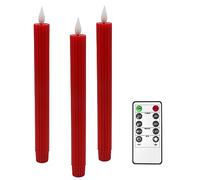 Yme LED Candles with Remote Control and Timer, 3pcs Battery Red Candles with Real Wax Flickering Warm White Light for Halloween Christmas Window Table Candlesticks Decorations