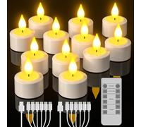 Yme Rechargeable Tea Lights Candles, 12pcs Battery LED Tealight Flameless Candles Pack with Remote Control Candle Gift Set for Home Room Bedroom Decor Outdoor Halloween Christmas Table Decorations