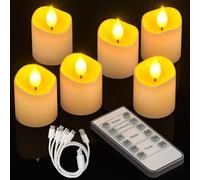 Yme Rechargeable Tea Lights Candles, 6 Pack Battery Operated LED Flameless Votive Candles with Remote Timer for Autumn Halloween Christmas Party Table Decorations Bedroom Decor