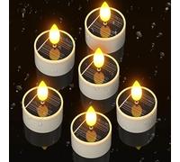 Yme Solar Tea Lights Outdoor, 6 Pack LED Flickering Flameless Solar Tealight Candles Outdoor Waterproof with Dusk to Dawn Light Sensor for Lantern Window Garden Yard Patio Home Decor