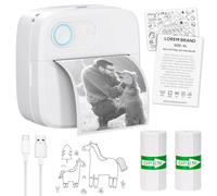 YMEDSUM Thermal Mini Printer, Portable Inkless Sticker Printer, Bluetooth Mini Sticker Maker for Photo, Study, Notes, Pictures, DIY, Label, Compatible with iOS + Android