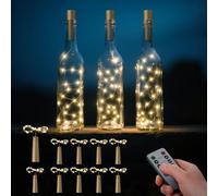 Ymenow 10 Pack Wine Bottle Lights with Cork, 20LED Warm White Fairy Lights Battery Operated with Remote, Waterproof Outdoor String Lights with Timer, DIY for Bedroom Party Wedding Table Decoration