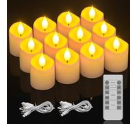 Ymenow 12pcs Flameless Rechargeable Tea Light Candles, LED Flickering Electric Candles with Remote Timer for Wedding Lantern Centerpiece Birthday Indoor Home Halloween Christmas Decor, 5.8x3.8cm