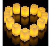 Ymenow Battery Operated Candles, 12 Packs Electric LED Fake Tea Lights Candles Lamps with External Candle Holder for Home Room Bedroom Party Decor, Medium Size 3.6 * 5.5cm