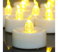 Ymenow Battery Tea Lights with Timer, 12pcs Electric LED Flameless Tea Lights Candles Flickering Long Burning Pack for Halloween Christmas Home Room Party Decorations - Warm White