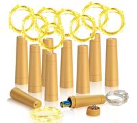 Ymenow Bottle Lights with Cork and 6-Hour Timer, 10pcs Battery Operated 2M 20-LEDs Copper Wire String Fairy Lights for DIY Wine Bottles Jars Home Bedroom Wedding Party Decor, Warm White