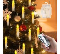 Ymenow Christmas Tree Candles Battery Operated, 30pcs LED Flameless Taper Candles Flickering with Timer & Remote Control & Clips, String Candle Lights for Christmas Tree Decoration - Warm White