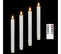 Ymenow LED Taper Candles, 4pcs White Candlesticks Battery Operated Flameless Candles with Timer Remote Control, Electric Artificial Candles with Flickering Flame for Dinner Wedding Christmas Decor
